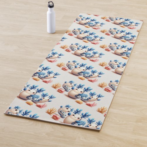 Funny Colorful Dancing Nudibranchs and Corals Yoga Mat