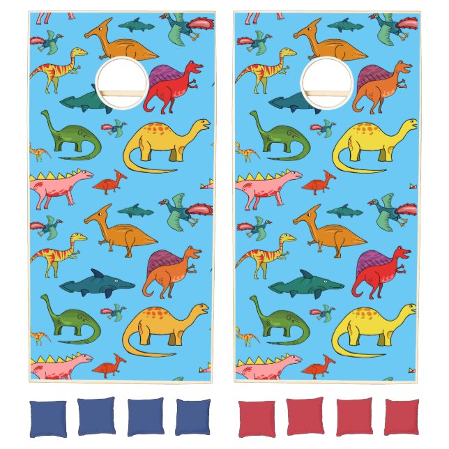 Funny Colorful Dinosaurs Cornhole Set (Set)
