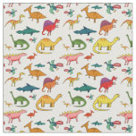 Funny Colorful Dinosaurs Fabric