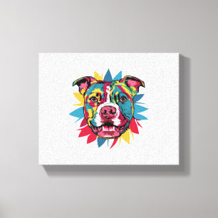 funny colorful dog pitbull canvas print