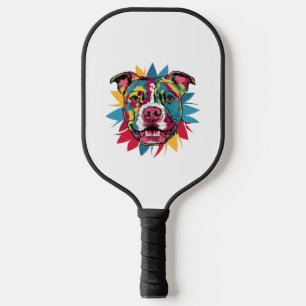 funny colorful dog pitbull pickleball paddle