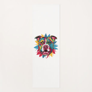 funny colorful dog pitbull yoga mat