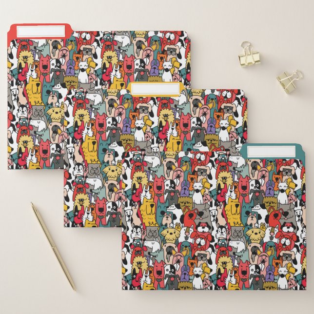 Funny Colorful Dogs File Folder (Set)