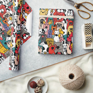 Funny Colorful Dogs Wrapping Paper