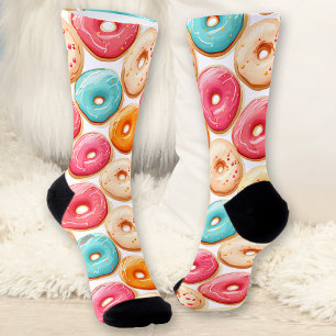 Funny Colorful Donut Pattern Name Monogram Socks