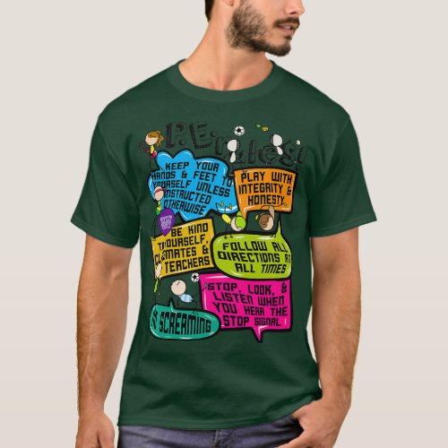 Funny Colorful Doodle Physical Education PE Rules T_Shirt