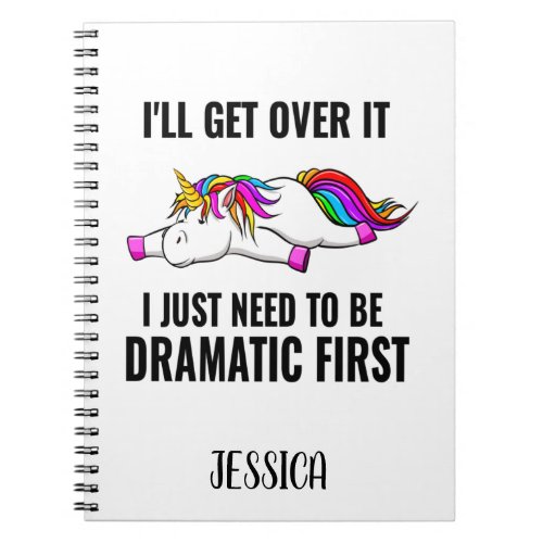 Funny Colorful Dramatic Unicorn Drama Name Notebook