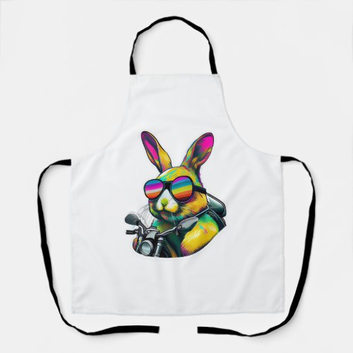 Funny Colorful Easter Bunny Graphic Design Apron