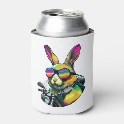 Funny Colorful Easter Bunny Graphic Design Can Cooler