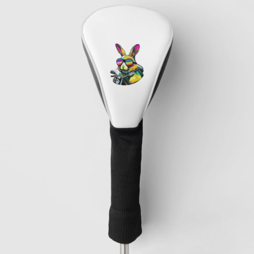 Funny Colorful Easter Bunny Graphic Design Golf Head Cover