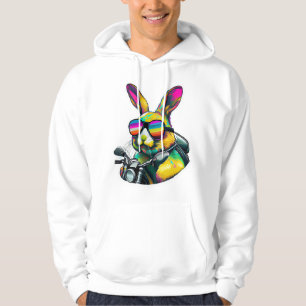 Funny Colorful Easter Bunny Graphic Design Hoodie