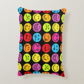 Funny Colorful Faces Accent Pillow (Back(Vertical))