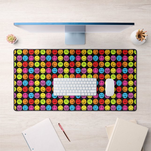 Funny Colorful Faces Desk Mat (Office 1)