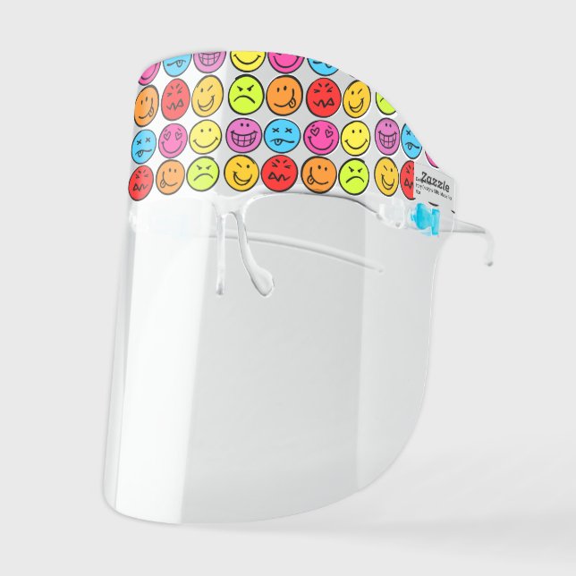 Funny Colorful Faces Face Shield (Front Left)