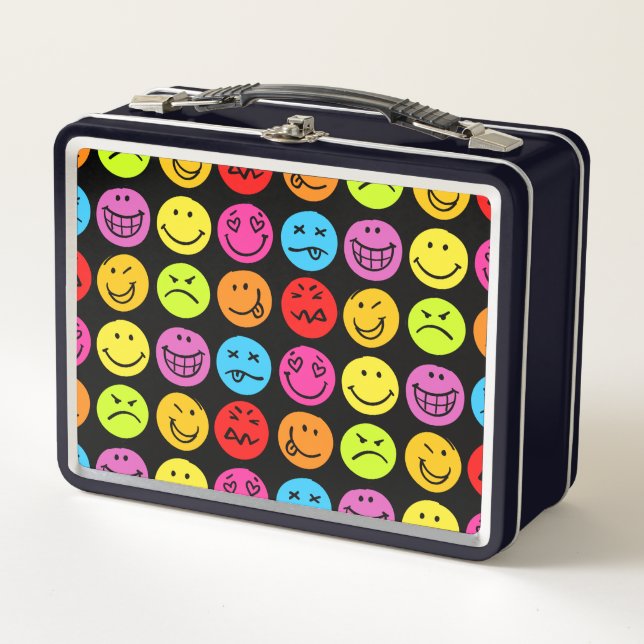 Funny Colorful Faces Metal Lunch Box (Front)