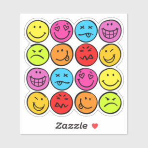 Funny Colorful Faces Sticker