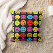 Funny Colorful Faces Throw Pillow (Blanket)