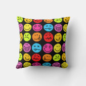 Funny Colorful Faces Throw Pillow (Back)