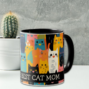 Funny Colorful Faces World's Best Cat Mom Mug