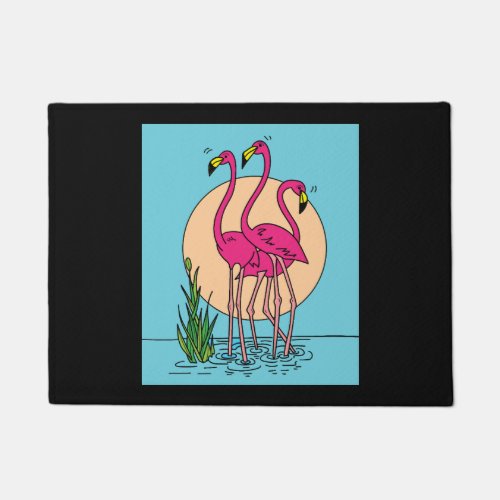 Funny Colorful Flamingos Free Nature Doormat