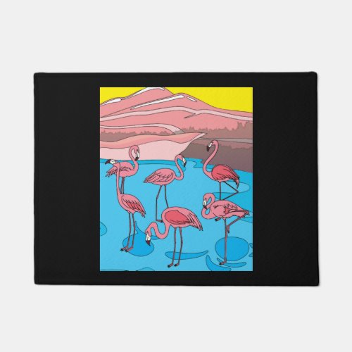 Funny Colorful Flamingos Free Nature   Doormat