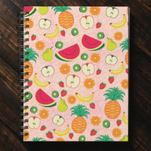    Funny Colorful Fruits Summer Healthy Vegetarian Notebook