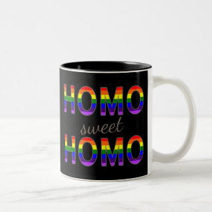 Funny Colorful Gay Rainbow Colors Homo Sweet Homo Two-Tone Coffee Mug