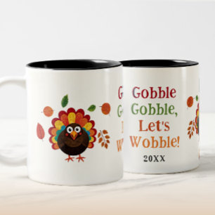 Funny Colorful Gobble Turkey Bird Thanksgiving Two-Tone Coffee Mug