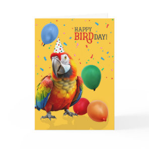 Funny Colorful Hybrid Macaw Parrot Birthday Card