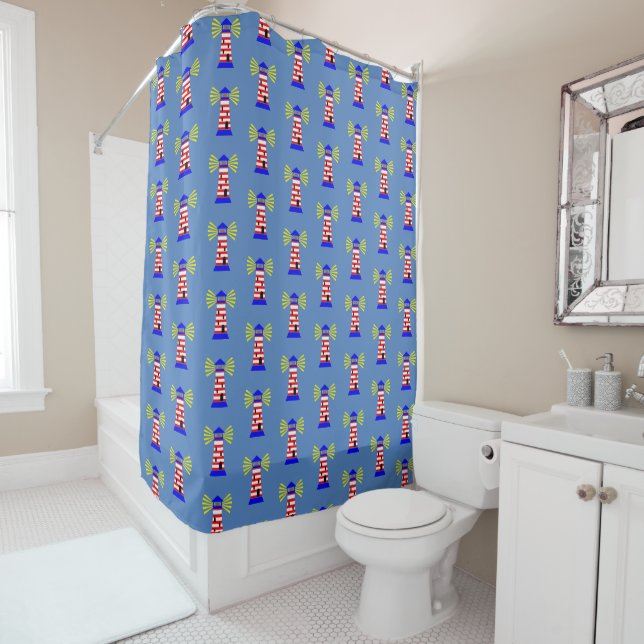 Funny Colorful Lighthouses Shower Curtain (In Situ)