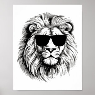 Funny Colorful Lion In Sungles For Lover Lions &am Poster