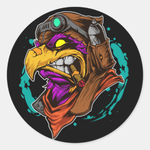 funny colorful lizard with sunglasses, graffiti ar classic round sticker