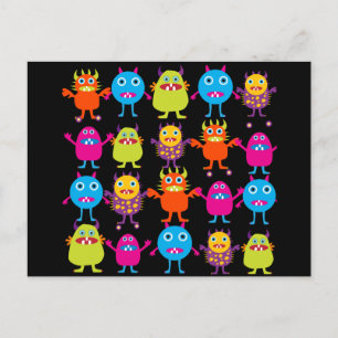 Funny Colorful Monster Party Creatures Characters Postcard