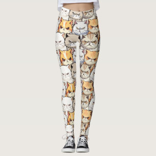 Funny Colorful Moody Cats Kitten pet Pattern Leggings