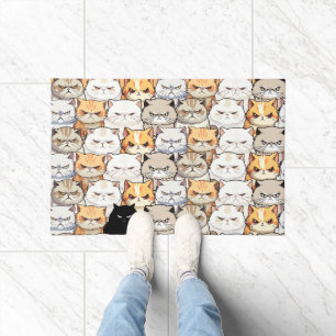 Funny Colorful Moody Meow Cats Kitten pet Pattern Doormat