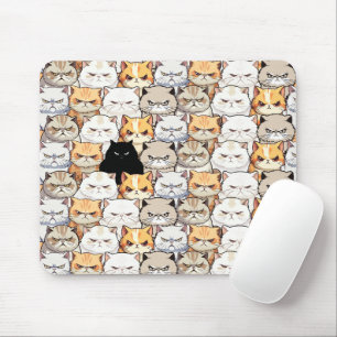 Funny Colorful Moody Meow Cats Kitten pet Pattern Mouse Pad