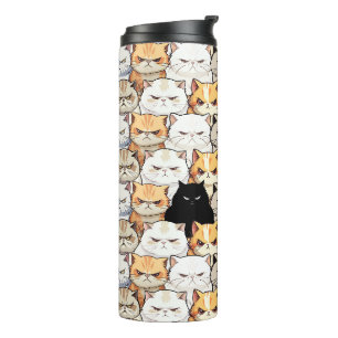 Funny Colorful Moody Meow Cats Kitten pet Pattern Thermal Tumbler