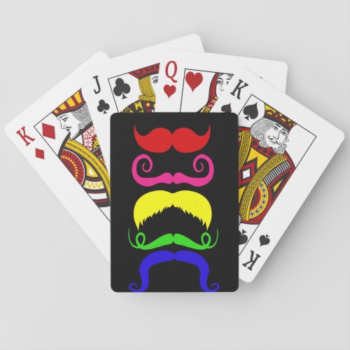 Funny Colorful Mustaches Pink Yellow Blue Green Poker Cards