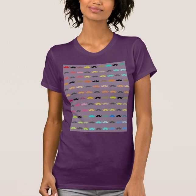 Funny Colorful Mustaches T-Shirt (Front)