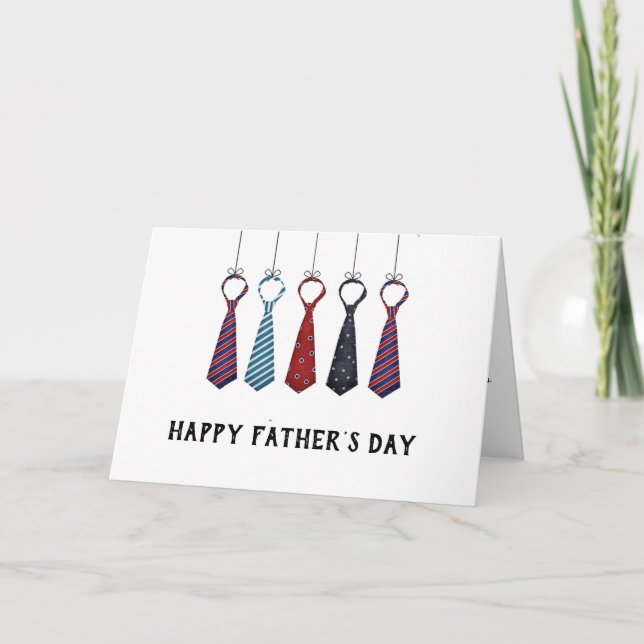 Funny Colorful Neck Tie Happy Fathers Day  Holiday Card (Front)