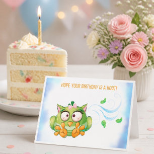 Funny Colorful Owl Birthday Card