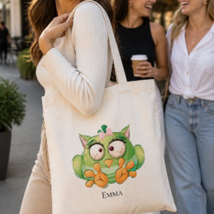 Funny Colorful Owl Personalized Tote Bag
