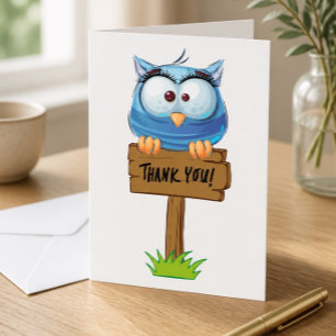 Funny Colorful Owl Thank You Card