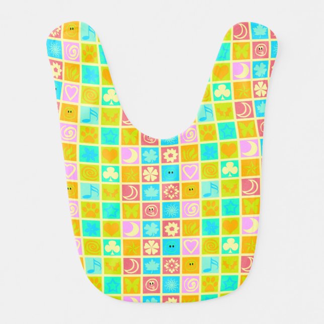 Funny Colorful Pattern Baby Bib (Front)