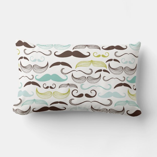 Funny Colorful Pattern for Mustache Lovers Lumbar Pillow (Front)