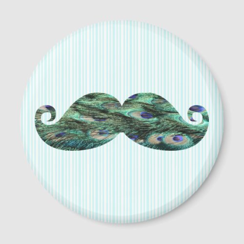 Funny  Colorful Peacock Feathers Mustache Magnet