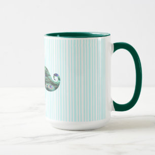 Funny Colorful Peacock Feathers Mustache Mug