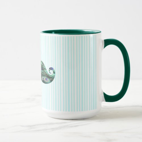 Funny  Colorful Peacock Feathers Mustache Mug