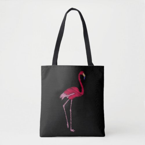 Funny colorful pink flamingo tote bag