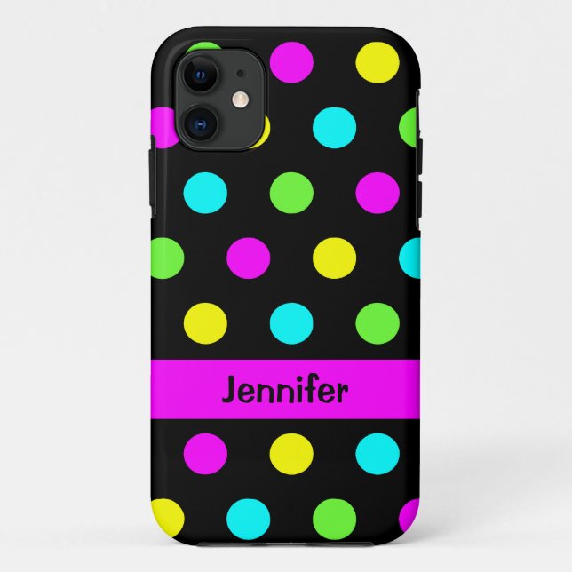 Funny Colorful Polka Dots Name Case-Mate iPhone Case (Back)